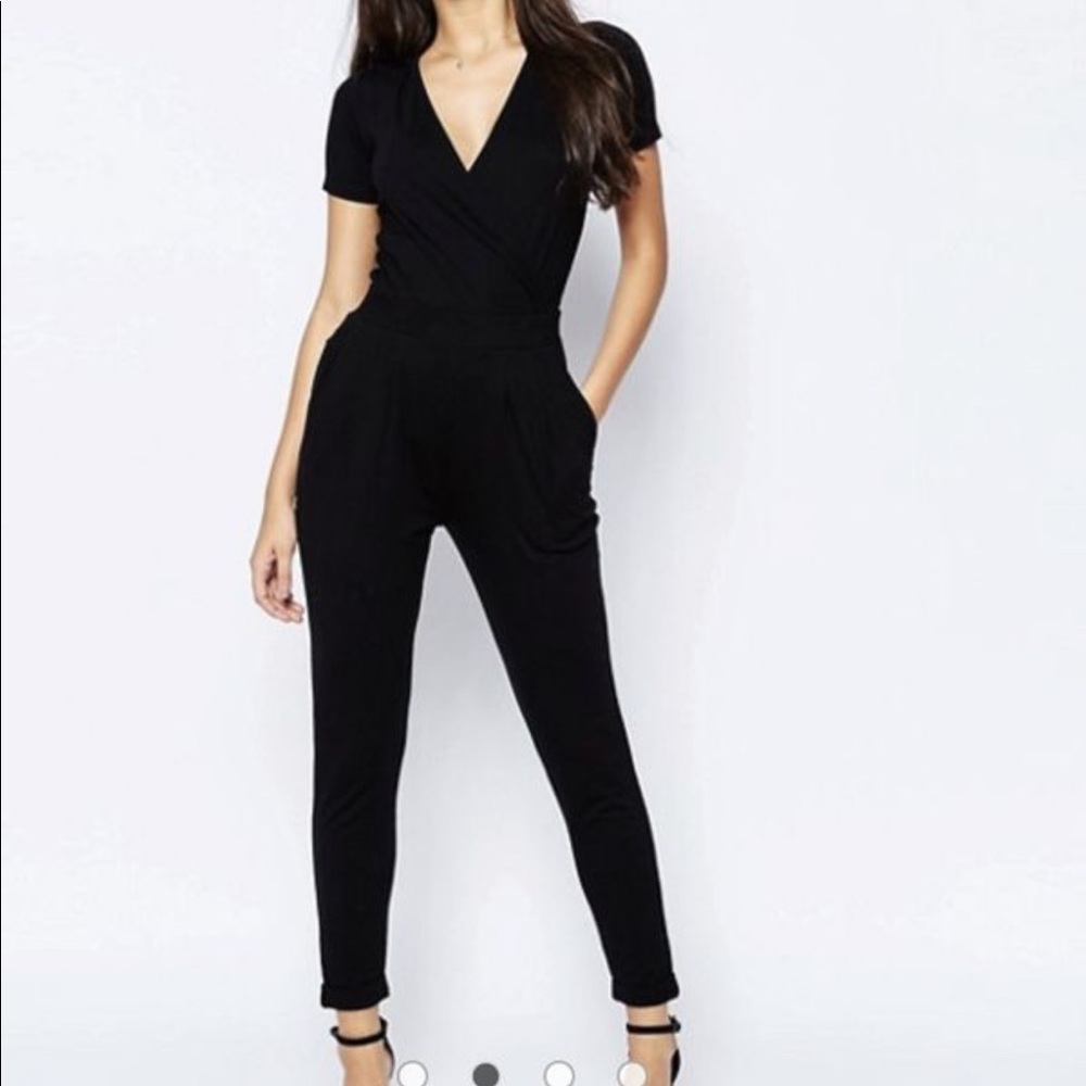 Front wrap black bodysuit